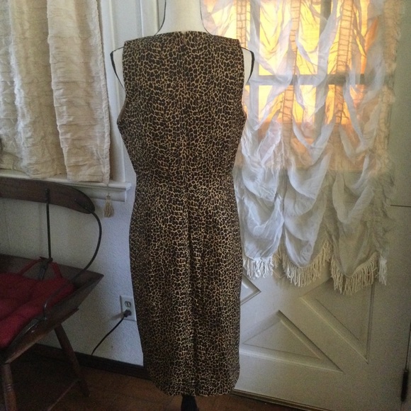 J Crew Womens Animal Print Sleeveless Dress Brown Black Cotton Size 8 - Picture 3 of 4
